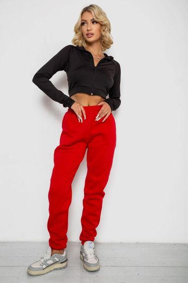 Спортивные штаны женские на флисе  -уценка, цвет красный, 238R57828-U-42 | Зображення 1