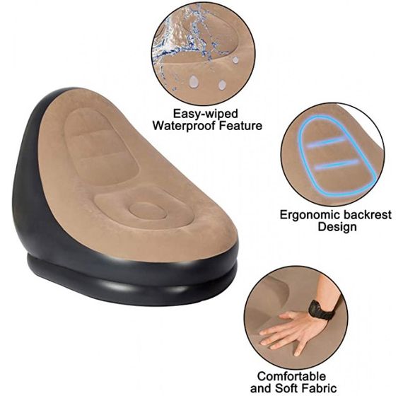 Надувне крісло з пуфом для відпочинку AIR SOFA велюрове | Зображення 1