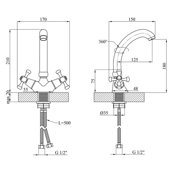 Змішувач для кухні Kroner KRM Rhein - C031 (CV016434) | Зображення 1