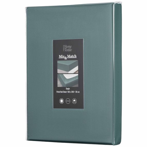 Простирадло на резинці Ardesto Mix&Match Premium, 160х200+30см, 100% бавовна, сатин, зелений (ART1620FSE)