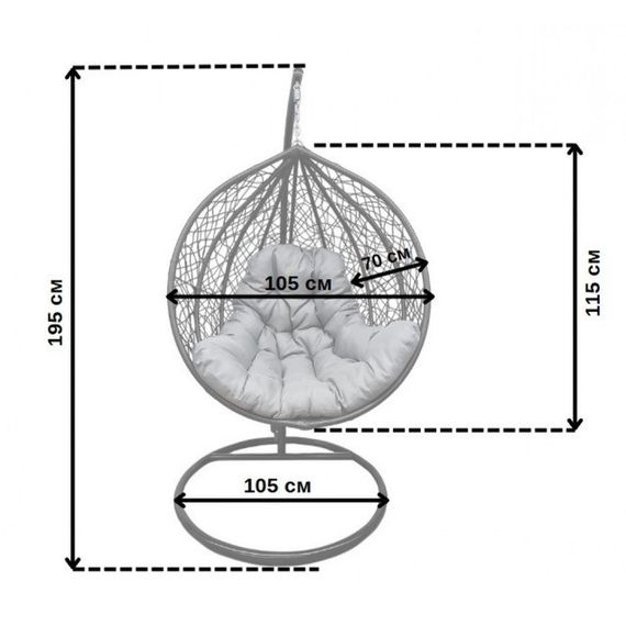 Підвісне крісло-гойдалка кокон Bonro Бонро 329 L (коричнево-сірий) (42400921) | Зображення 5
