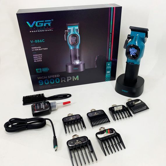 Набір машинок для стрижки VGR V-886C BLUE, Чоловічий тример для окантовки Домашні машинки стрижки AU-84 | Зображення 8