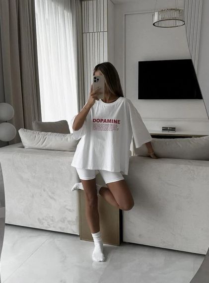 Футболка женская с принтом повседневная L Белая