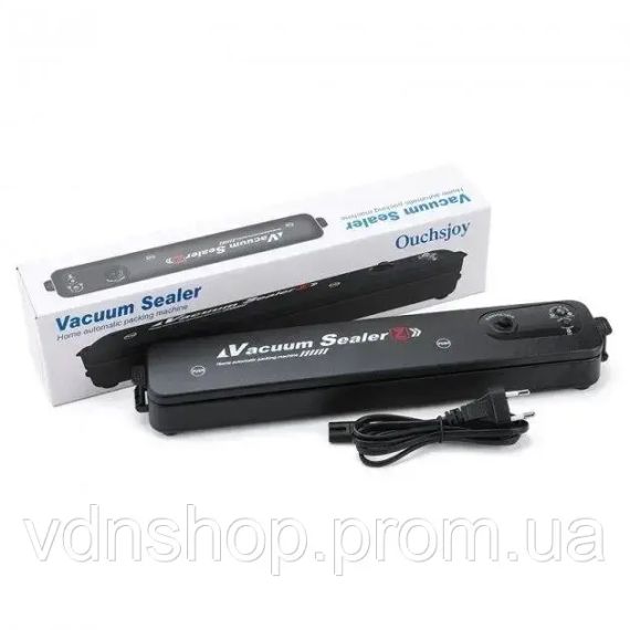 Вакууматор Vacuum Sealer вакуумный упаковщик для еды, бытовой вакууматор черный | Зображення 1