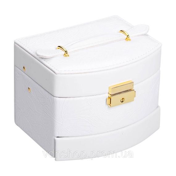 Скринька для прикрас з еко шкіри 3 яруси із замком органайзер для ювелірних виробів HP-5-23W | Зображення 6