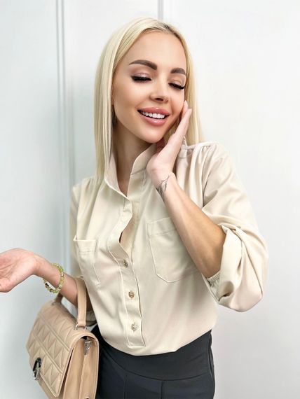 Женская легкая блуза из софта с рукавами на резинке GF4300 цвет бежевый, размер 42/44 | Зображення 2