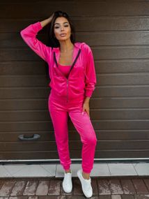 Жіночий спортивний костюм велюровий з кофтою на блискавці розмір колір L малиновий Vi114