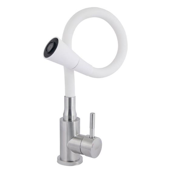 Смеситель для кухни Lidz Aria 015F31 с гибким изливом (k35) LDARI015F31WNK36981 White / Nickel | Зображення 2