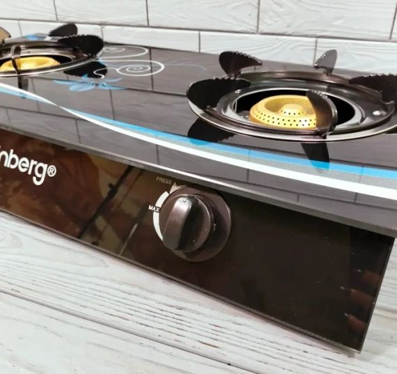 Плита Rainberg RB-2231 газовая плита настольная плита на 2 конфорки туристическая плита портативная плита газ | Зображення 2
