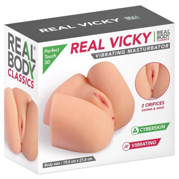 Мастурбатор-півторс з вібрацією Real Body Real Vicky вагіна та анус, 22х19 см Sex Aura | Зображення 3