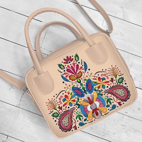 Сумка жіноча Kitto Чудо-квітка на пудровому фоні 25x20x9 см (SKI_23S020_PUD)