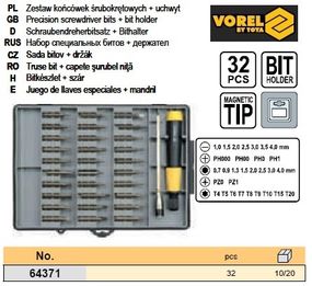 Набор бит Польша насадки CrV 32 штуки VOREL-64371