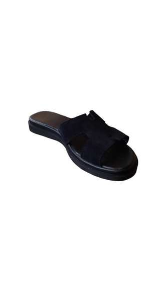Жіночі літні шльопанці, темно-сині, замшеві, на вузьку стопу, розмір 37 | Зображення 3