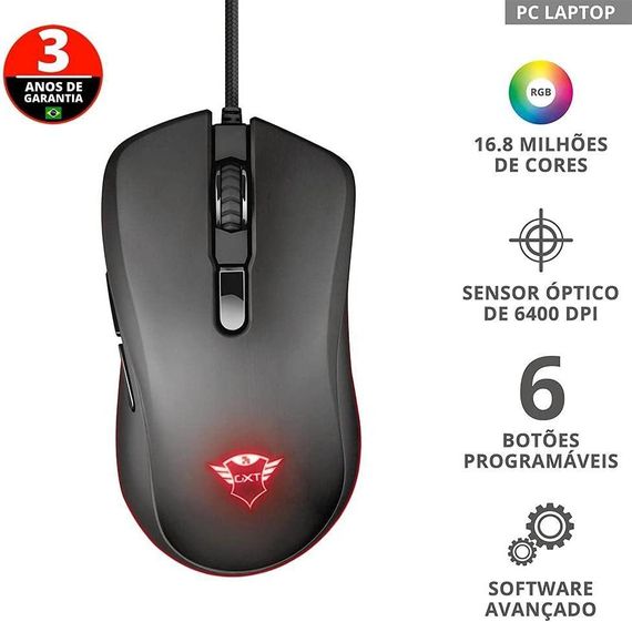 Ігрова миша Trust Gaming GXT 930 Jacx провідна, з RGB підсвіткою, 6400 DPI, 6 кнопок, чорна, геймерська 23575 | Зображення 5