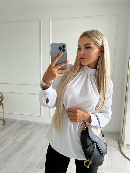 Женская нарядная легкая блуза с длинным рукавом софт NA971 цвет белый, размер 42/44 | Зображення 2