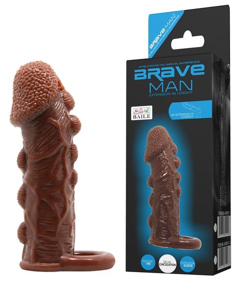 Насадка - презерватив Brave Man, BI-016012 ( коричнева ) Sex Aura | Зображення 1