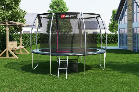 Батут Hop-Sport Premium 12ft (366см) чорно-зелений з внутрішньою сіткою | Зображення 3