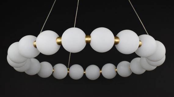 Люстра світлодіодна підвісна LED світильник для квартири на стелю лед 27212 Латунь 25-140х64х64 см. | Зображення 6