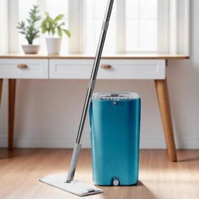 Комплект для уборки швабра лентяйка и ведро с отжимом 8л MOP Z1 Синее с серым