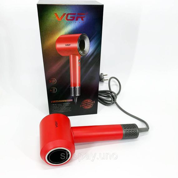 Фен професійний VGR V-445 RED, 3 рівні обдування, 4 рівні температури, 1600Вт | Зображення 2