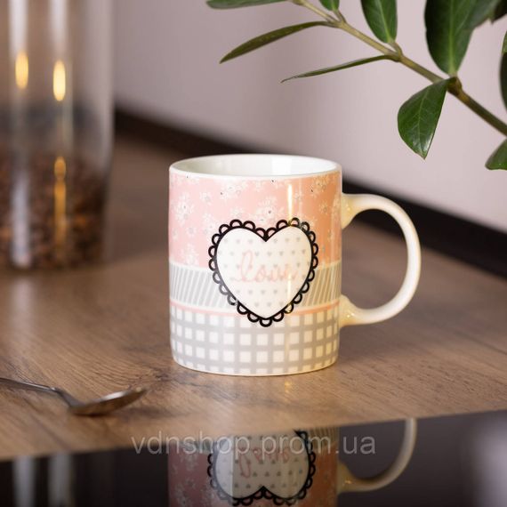 Чашка порцелянова 400 (мл) чашка для кави та чаю з написом та серцем Lugi RX-N240143GRE | Зображення 3