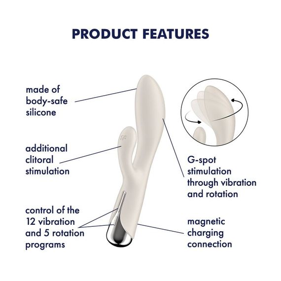 Вібратор-кролик з ротацією Satisfyer Spinning Rabbit 1 Beige, 3 мотори | Зображення 6