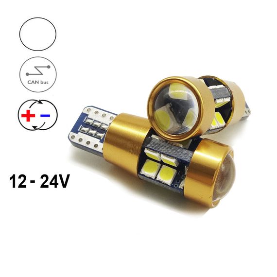 Автолампа Terra T10 / W5W, цоколь W2.1x9.5d, 3030x19smd, обманка, линза, 12-24V | Зображення 1