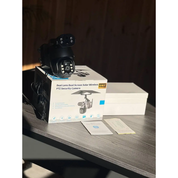 Камера Q5max WIFI duel lens camera 6mp black app 100x/i-cam+, камера відеоспостереження із сонячною панеллю | Зображення 5