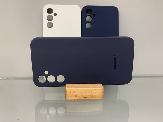 Samsung A34 Протиударний чохол з логотипом софт тач сірий