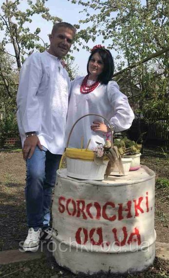 Вишиванка, біла  парне, домоткане полотно, вишивка "Нескінченя" | Зображення 1