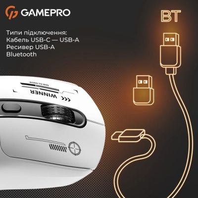 Мышка GamePro Genesis Winner Wireless/Bluetooth/USB White (GM079W) | Зображення 1