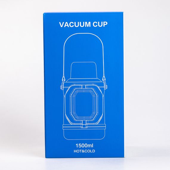Термос Vacuum Cup 1.5 літра з ремінцем і складною ручкою коричневий | Зображення 5