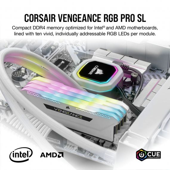 Модуль пам'яті для комп'ютера DDR4 16GB (2x8GGB) 3600 MHz Vengeance RGB Pro SL White Corsair (CMH16GX4M2D3600C18W) | Зображення 7
