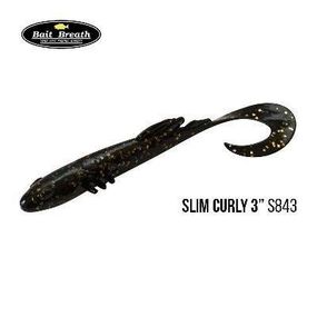 Силіконова приманка, Їстівний силікон Bait Breath BeTanCo Slim Curly 3" (8шт) (S843 Black／Gold)