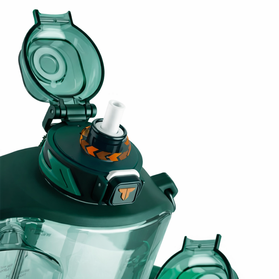 Спортивная бутылка для воды TKK Sport 2100 мл из Тритана (BPA Free), зеленая квадратная бутылка с трубочкой и ремешком | Зображення 6