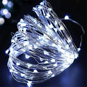 Гирлянда нить Роса от USB, 30м, 300LED + пульт, Холодный белый / Светодиодная новогодняя гирлянда