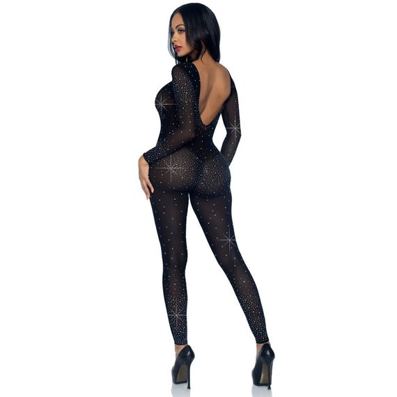 Комбінезон сексуальний Leg Avenue Sheer Rhinestone, XS, зі стразами, чорний sexstyle | Зображення 1