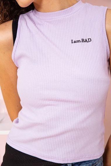 Жіноча майка кежуал, бузково-чорного кольору, 180R506 | Зображення 5