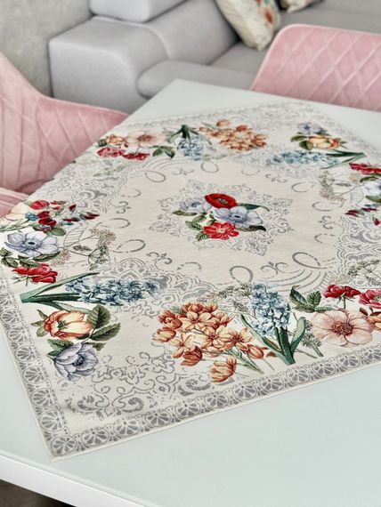 Скатертина гобеленова MANDALAS FLOWERS Limaso, 97х100, Квадратна, Повсякденний, Без люрексу, 40% поліестер, 60% бавовна, Гобелен | Зображення 1