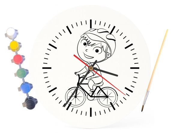 Детский набор для творчества часы раскраска Ребенок велосипедист 30 см (Г0183) | Зображення 3