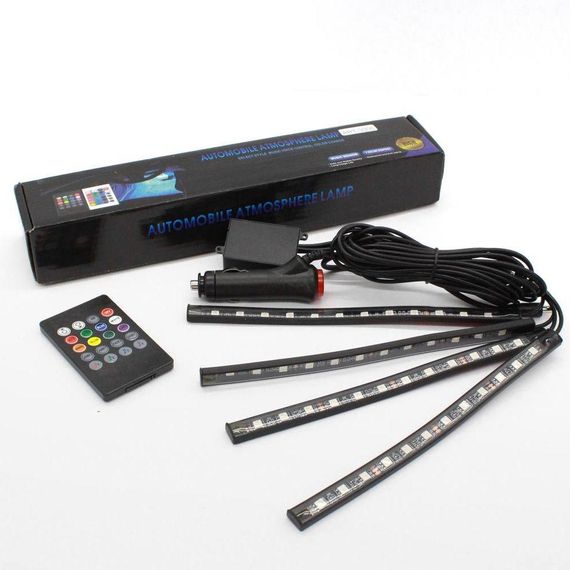 Світлодіодна RGB підсвітка в авто з пультом та світломузикою, HR-01678 / Кольорове підсвічування салону автомобіля | Зображення 9