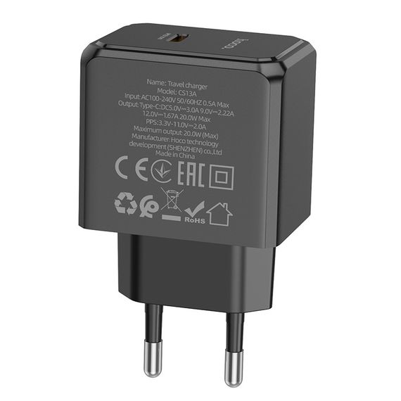 Мережевий зарядний пристрій Hoco CS13A 1 USB-C PD/QC 20W | Зображення 5