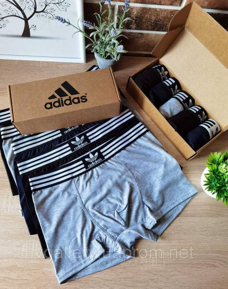 Чоловічий комплект трусів Adidas, чоловічі труси Адідас у коробці на 3-5 штук, ціна вказана звказана поштучно | Зображення 5