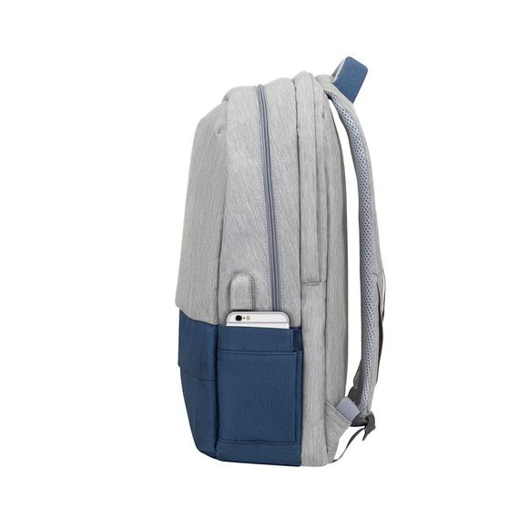 Рюкзак городской Rivacase 7567 Grey/Dark Blue 30.5х48х15 см серый с темно-синим | Зображення 4