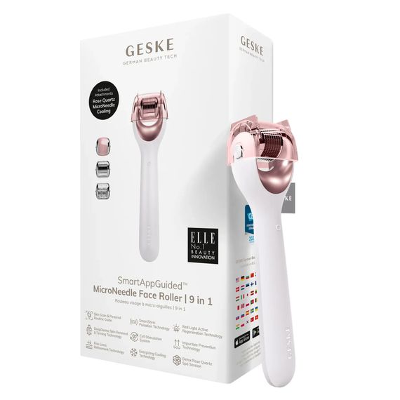 Електронний ролер для обличчя з мікроголками GESKE MicroNeedle Face Roller 9в1 gray, Бронзовий