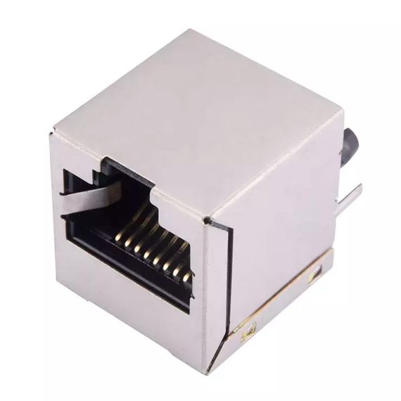 Гніздо RJ45 з інтерфейсом 8P8C, вертикальний, під пайку, White