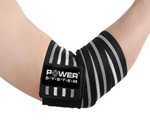 Бинти на лікоть Power System PS-3600 Elbow Wraps Grey/Black (пара) (PS-3600_Grey-Black) | Зображення 1