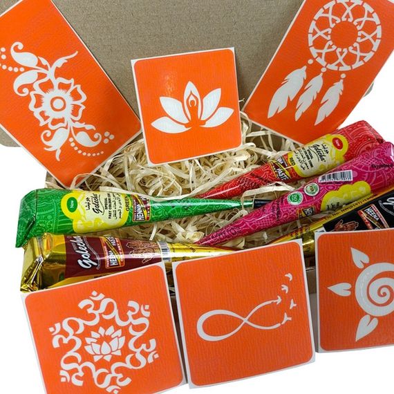 Набір кольорової хни з трафаретами для біо-тату №2 color-henna-set-02 | Зображення 1