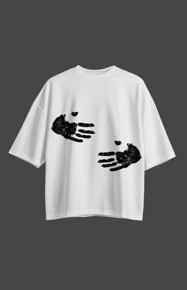 Oversize футболка з принтом Echo Touch біла | Зображення 1