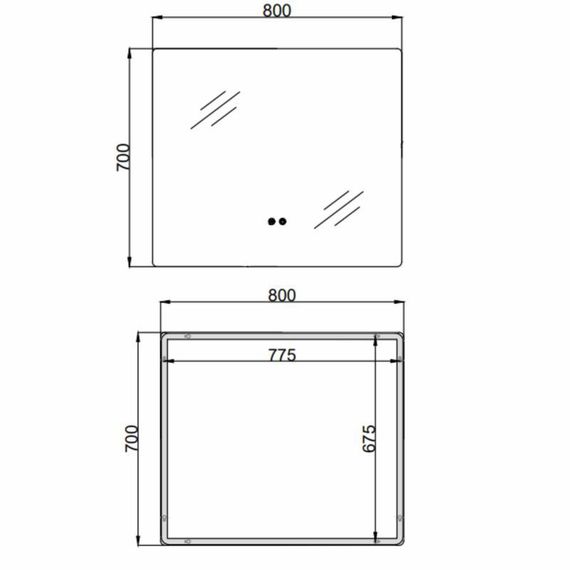 Дзеркало Qtap Taurus (TA2) 800×700 мм з LED-підсвіткою Touch, з антизапотіванням, з димером, темп. кольору (3000-6500K) | Зображення 1